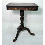19th century chinoiserie-style centre table, the black ground with gilt decoration, the