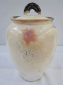 John Bedding (b.1947) studio pottery lidded vase in cream and orange Raku fired, impressed mark to
