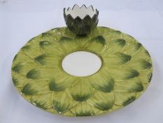 Set of eight Italian Est Ceramiche porcelain artichoke plates, all with dipping bowls and