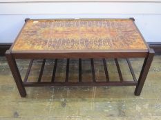 Tile topped rectangular coffee table with undertier, 56cm wide