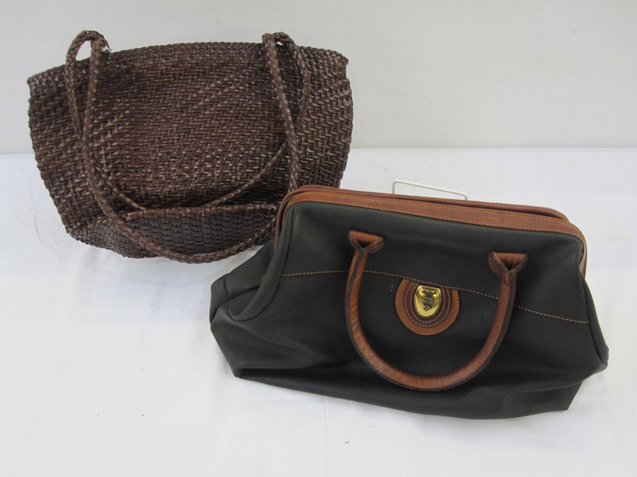 Stefano Delara bowling bag-style bag and a plaited leather unlabelled brown shoulder bag (2)