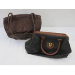 Stefano Delara bowling bag-style bag and a plaited leather unlabelled brown shoulder bag (2)