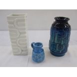 Bay Keramik miniature vase, 1970's, in blue with raised bubble-shaped decoration, 8.5cm high,