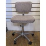 Vintage style typist's chair upholstered in brown tweed