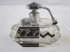 ABC London hand cut crystal perfume bottle, Art Deco style with label
