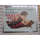 Colour film poster "Silken Skin" , starring Jean Desailly and Francoise Dorleac, directed by