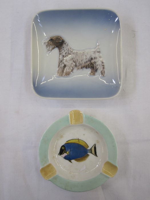 Roland Ward for Shelley ashtray, decorated with fish, marked 'Roland Ward, Nairobi, Kenya' and '