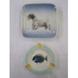 Roland Ward for Shelley ashtray, decorated with fish, marked 'Roland Ward, Nairobi, Kenya' and '