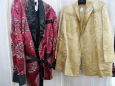 Vintage satin three quarter length jacket, labelled 'Ying Tai Co, Hong Kong and Shanghai', a