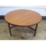 20th century circular occasional table on four straight supports, united by cross stretchers, 53cm