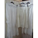 Various Victorian nightgowns to include a short cotton nightgown with broderie anglais detail,