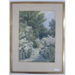 Beatrice Emma Parsons (1870-1955) Watercolour Path through a garden, signed lower right, 37 x 26cm
