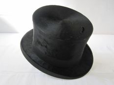 G A Dunn & Co black silk top hat, labelled 300/714 (some wear around the top rim)