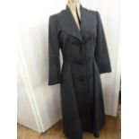 Tomasz Starzewski Classics grey full length coat with frogging detail fastenings, printed lining