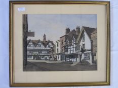 E W Moy (20th century school)  Topsham, Devon and Tewkesbury - three village street scenes,