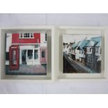 Camilla Dowse Acrylic "Red phone box, Oxford",  and a Brighton Street Scene, a pair, one labelled to