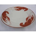 Set of 12 French lobster decorated plates, marked to base 'Rorstrand', in red, decorated with