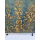 Arts & Crafts/ Aesthetic Movement painting on canvas screen, circa 1880 Three lily sprays in gold