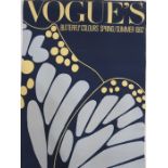 Vogue Spring/Summer 1982 poster "Butterfly Colours" in blue and yellow, Vogue poster Spring/Summer