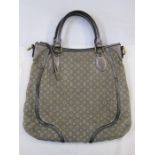 Louis Vuitton 'Lin' medium bag with carry handles and brass hardware, silver-coloured leather,