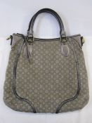 Louis Vuitton 'Lin' medium bag with carry handles and brass hardware, silver-coloured leather,