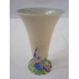 Clarice Cliff trumpet-shaped vase 'My Garden' pattern, numbered 701/5 to base and 'Clarice Cliff',