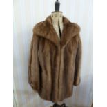 Vintage mink coat with cuff sleeves, deep shawl collar