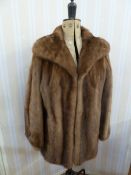 Vintage mink coat with cuff sleeves, deep shawl collar