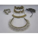 Victorian and later headdresses/tiaras to include metal and faux-pearl, silver thread, silver-