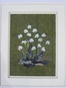 Barbara Shaw Mixed media in textiles Snowdrops, signed in pencil to the margin lower right, 47 x