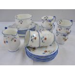 Standard china part tea service comprising of six cups, saucers, plates, slop bowl and milk jug,