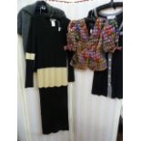 Gina Bacconi silk brocade jacket with puff sleeves, a Yohji Yamamoto black and white knitted full