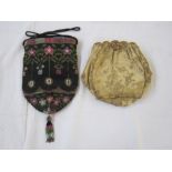 Victorian beaded reticule with drawstring and a brocade vintage evening bag with fixed frame (some