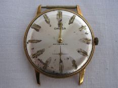 Mid 20th century gent's Omega gilt metal wristwatch with subsidiary seconds dial (face missing and