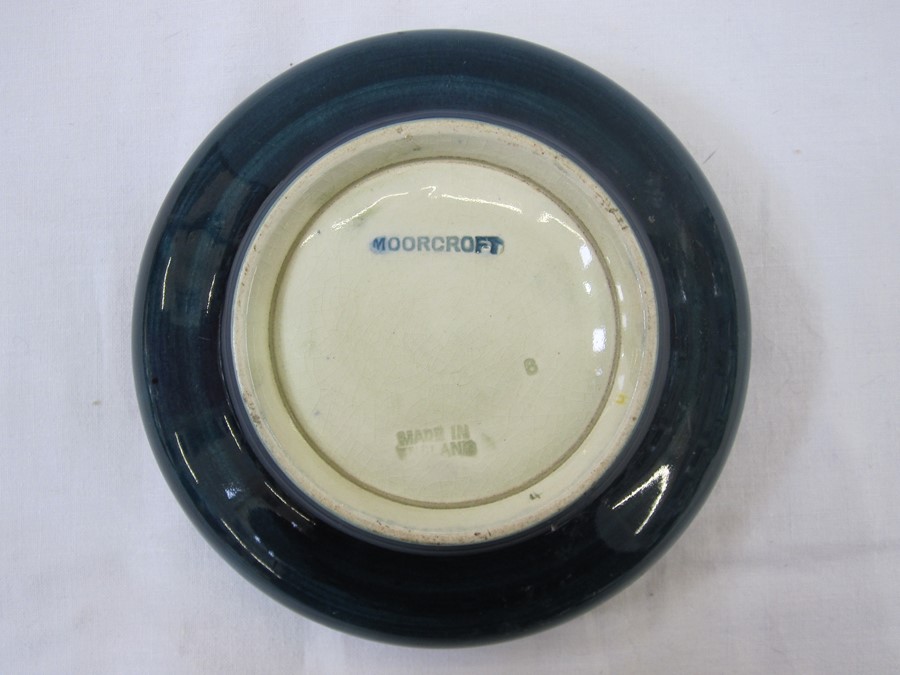 Moorcroft circular dish, green ground, floral decorated, 13cm diameter - Image 2 of 2