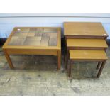 20th century nest of three tables and rectangular tile-top occasional table (2)