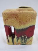 Uberlacker Keramik West German pottery chimney vase, fired glass vase in red and amber tones, 144-18