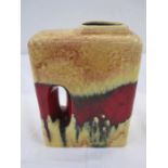 Uberlacker Keramik West German pottery chimney vase, fired glass vase in red and amber tones, 144-18