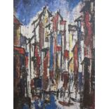 Yassa Nissan - 20th Century School Oil on canvas Abstract Venetian canal scene, signed lower middle,