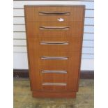 G-Plan chest of six drawers, on plinth base, 55.5cm wide Condition ReportAppears in overall good