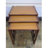 R Bennett G-Plan Quadrille nest of tables, 53.5 cms, and a rectangular coffee table, the nest of