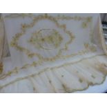 Pair of late 19th century single bed, net bed covers. Possibly French ,heavily embroidered in gold