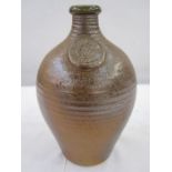 John Leach salt glazed studio pottery flagon with commemorative plaque 'Charles Diana 1981' with