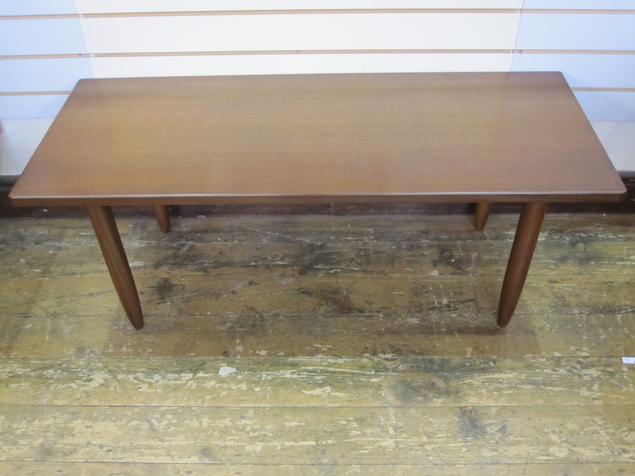 20th century stained oak rectangular occasional table, 119cm x 47cm