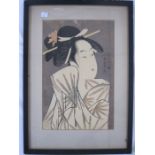 After Chokosai Eisho (20th century) Woodblock print "K Kasugano of the Sasaya", signed to the right,