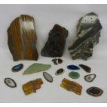 Assorted cut and polished rocks to include haematite and various further