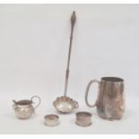 Late 19th century miniature silver jug, decorated, Birmingham 1876(?), maker's mark worn, 1.4ozt,