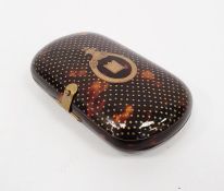 A late Georgian tortoiseshell and gold pique inlaid snuffbox, central belt and buckle motif