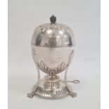 Edwardian silver egg boiler, ovoid and lidded, with presentation inscription dated 1905, raised on