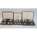 A set of six 1930s silver teaspoons and sugar nips, cased, Birmingham 1938, makers Cooper Brothers &